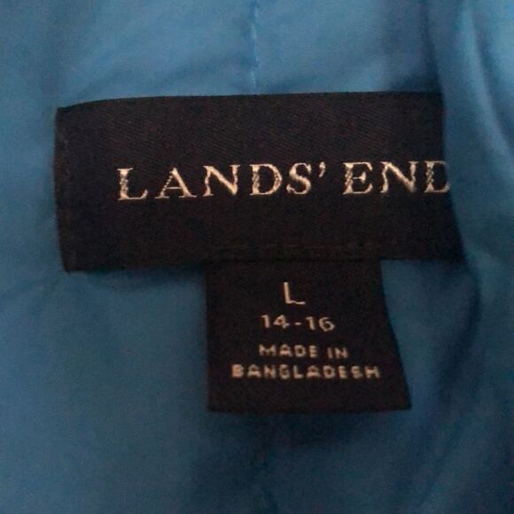 Lands End Blue goose down puffer vest. Size L - Picture 2 of 6